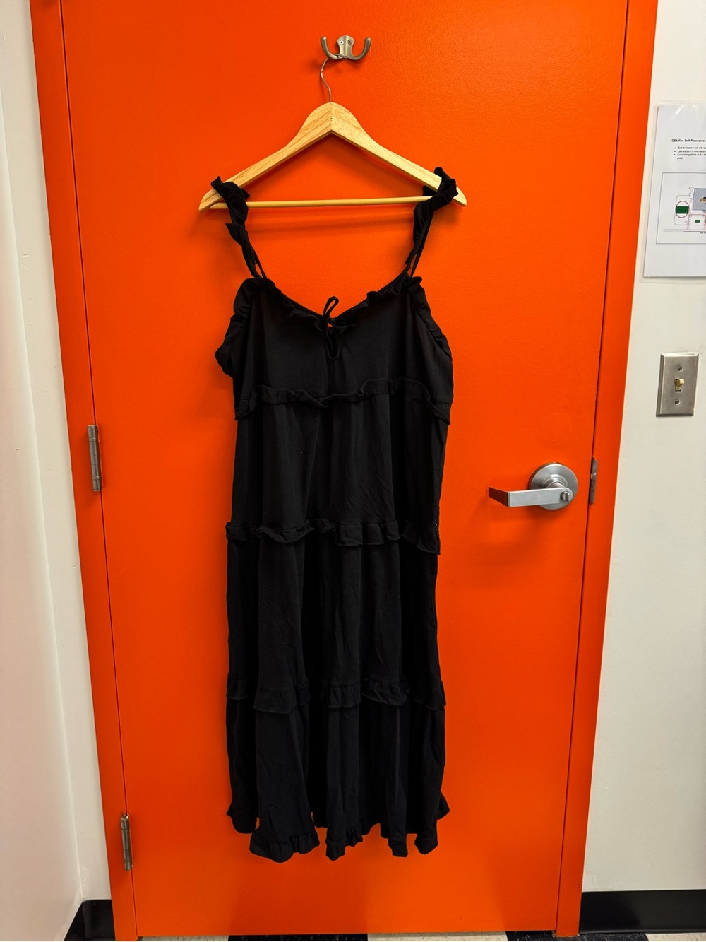 J. Crew Black Tiered Spaghetti Strap Midi Dress